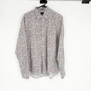 J. Crew Factory Men’s Floral Flex Washed Slim Untucked‎ Button Down Shirt Size L